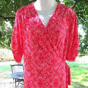 Melon and White Wraparound Dress Lane Bryant 14/16